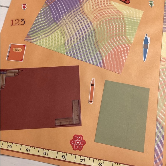 Pre-Made 12x12 School Colorful Scrapbook Page Set-includes 4 school theme pages - Picture 3 of 7